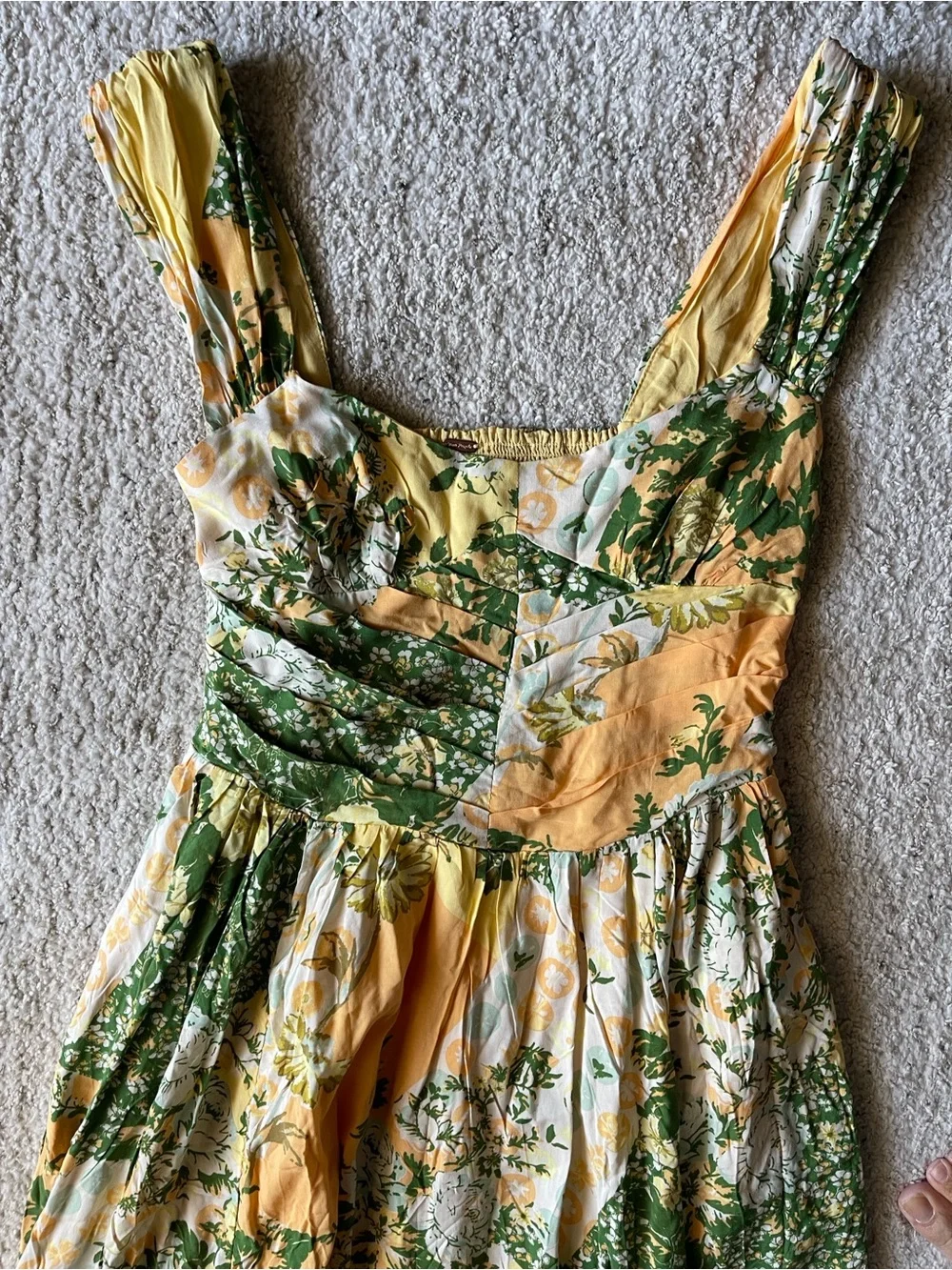 SOLD Free People Yellow and Green Floral Maxi Dress